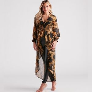 Status Chain Print Chiffon Duster